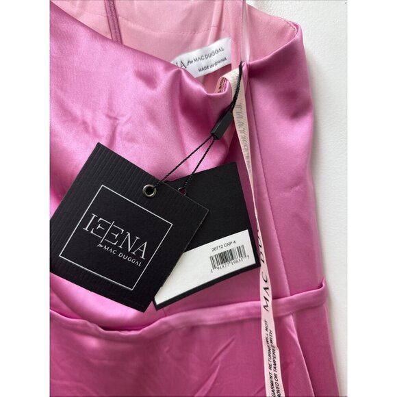 New MAC DUGGAL Size 4 Pink 26712 ONE SHOULDER BISHOP SLEEVE SATIN Formal GOWN - Picture 9 of 11